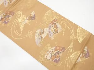 桧扇に草花模様織り出し名古屋帯